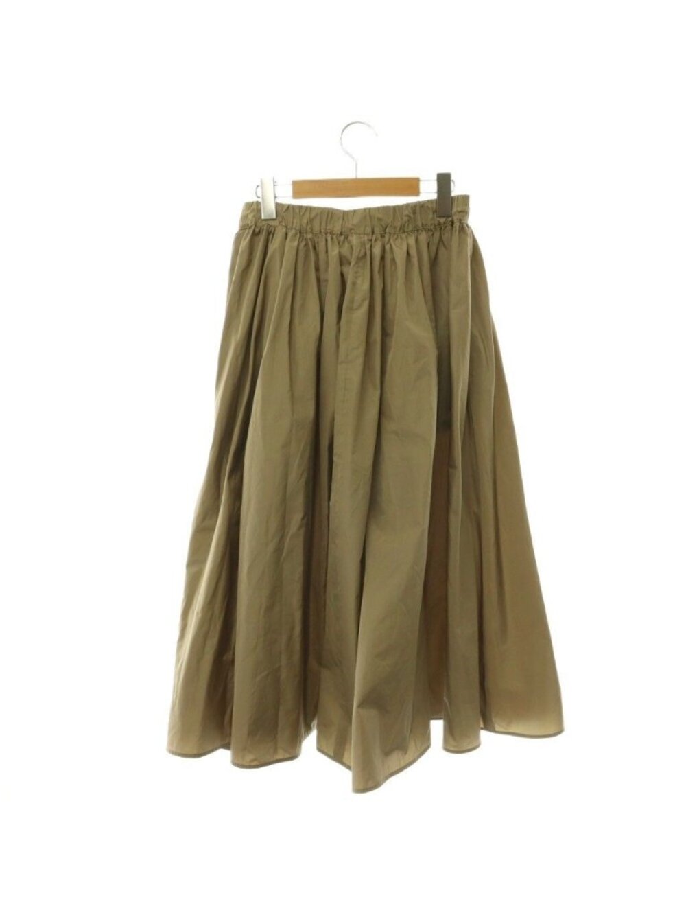 Max Mara Lonza Silk Taffeta Skirt Flare Long Beige 40